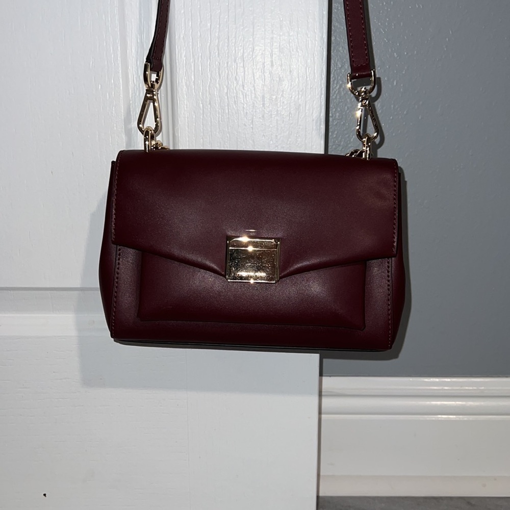 Burgundy Michael Kors CrossBody bag, purse gold hardware - Picture 9 of 14